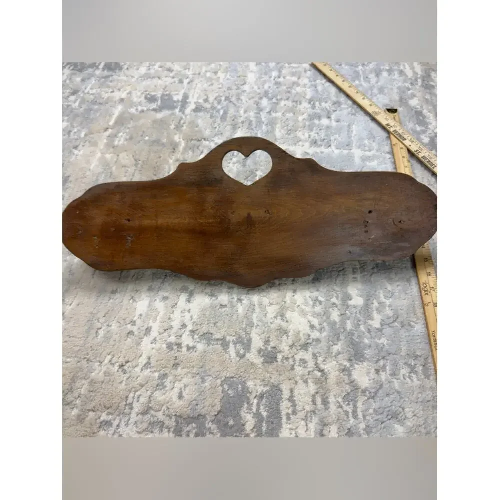 Vintage Wooden Country Hanging Heart Shelf 9” x 23” w/wooden hanging hearts